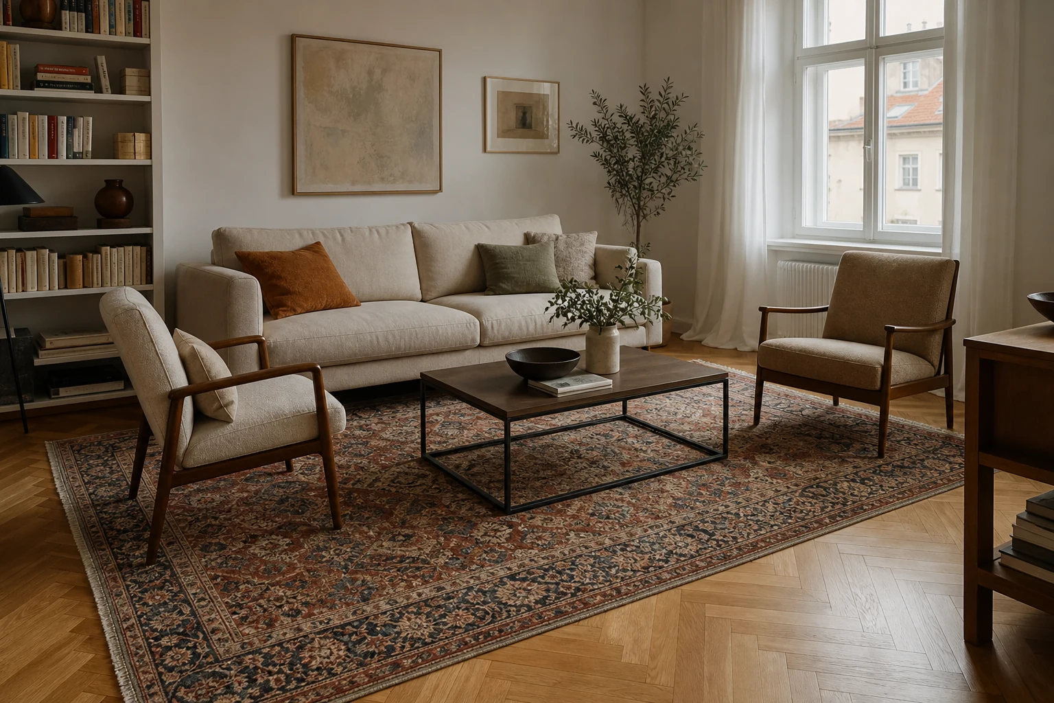 A correctly sized rug in an interior