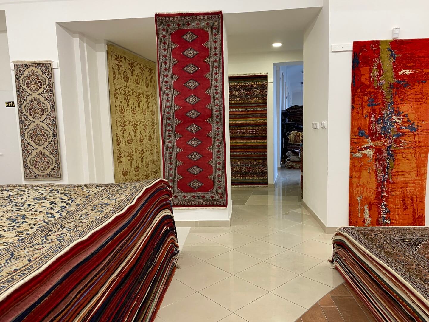 Another part of the showroom with classic and modern hand-knotted rugs