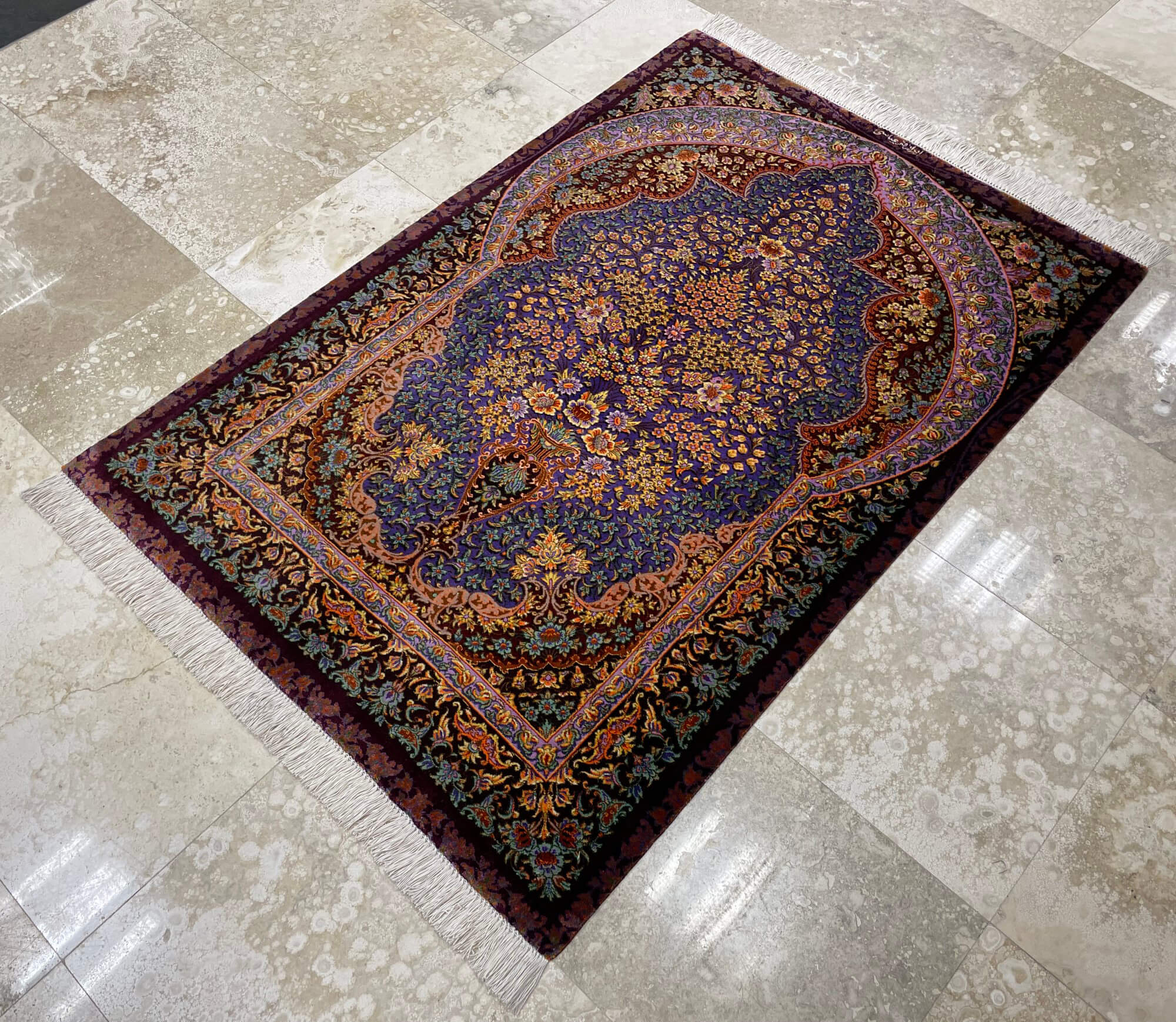 Qom selyem Royal perzsa szőnyeg