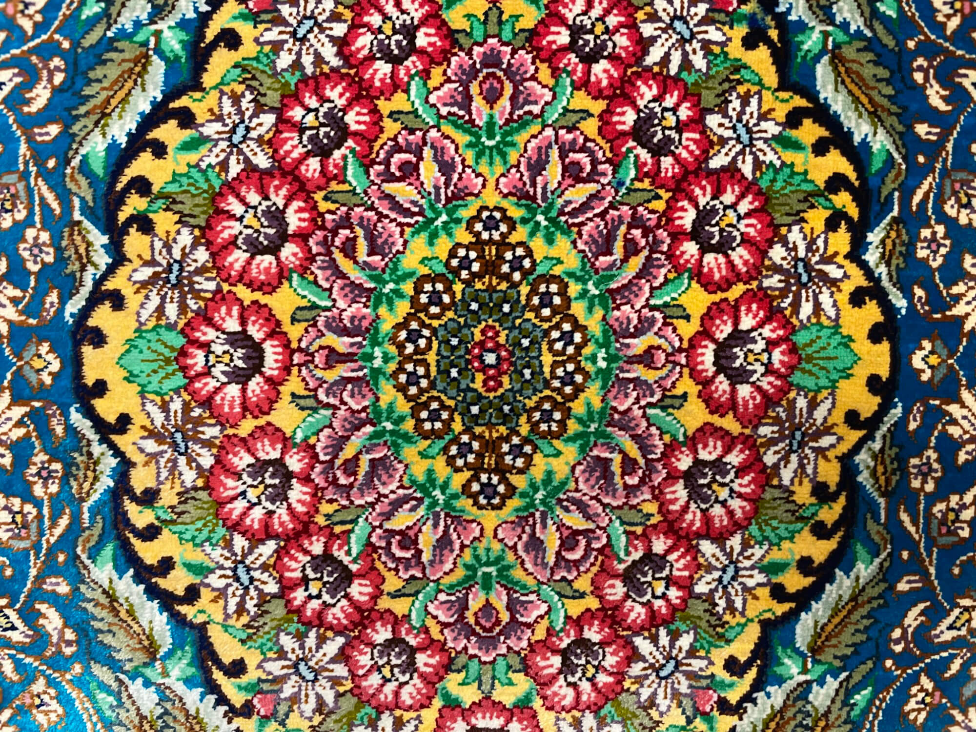 Qom selyem Royal perzsa szőnyeg