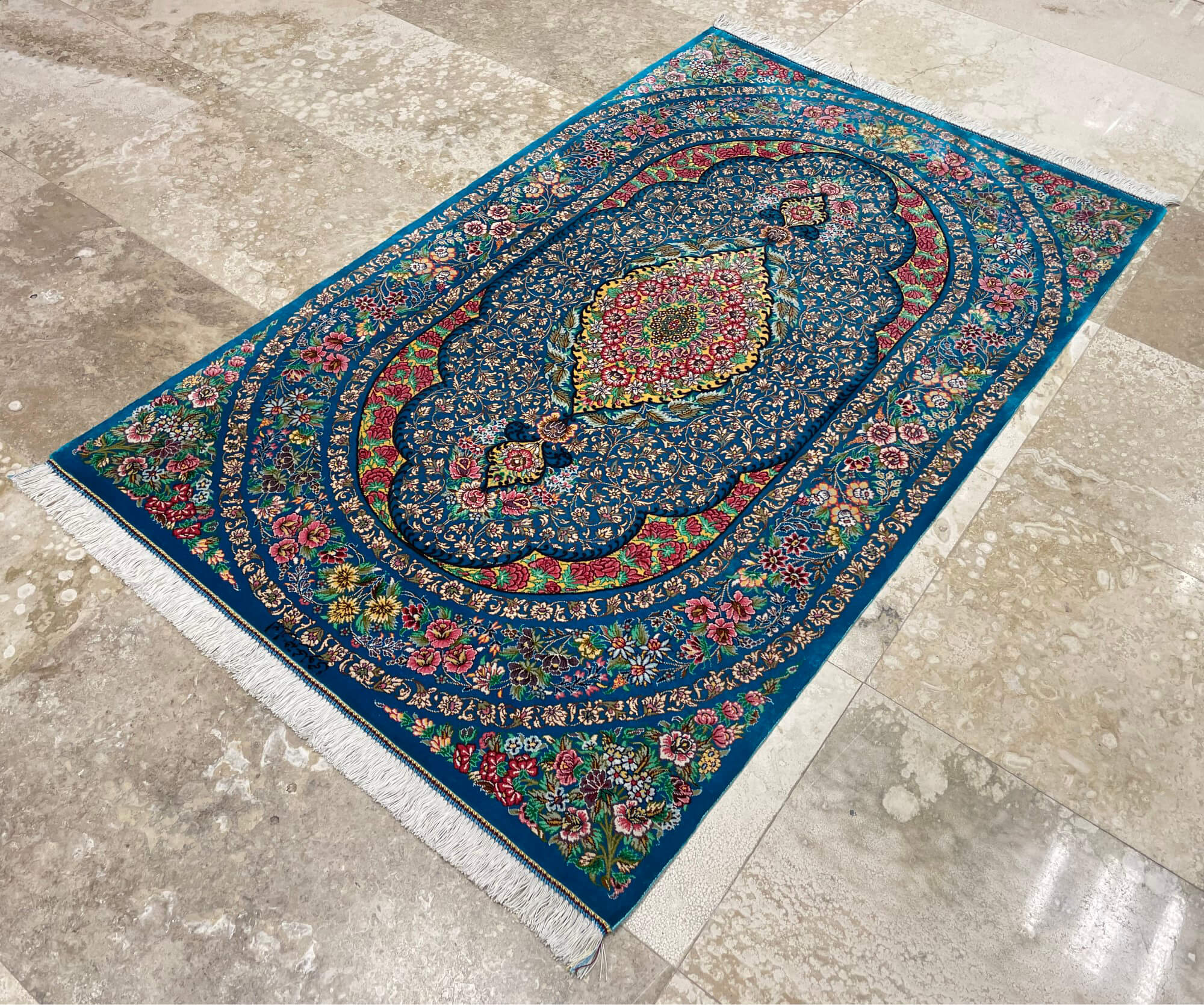 Qom selyem Royal perzsa szőnyeg