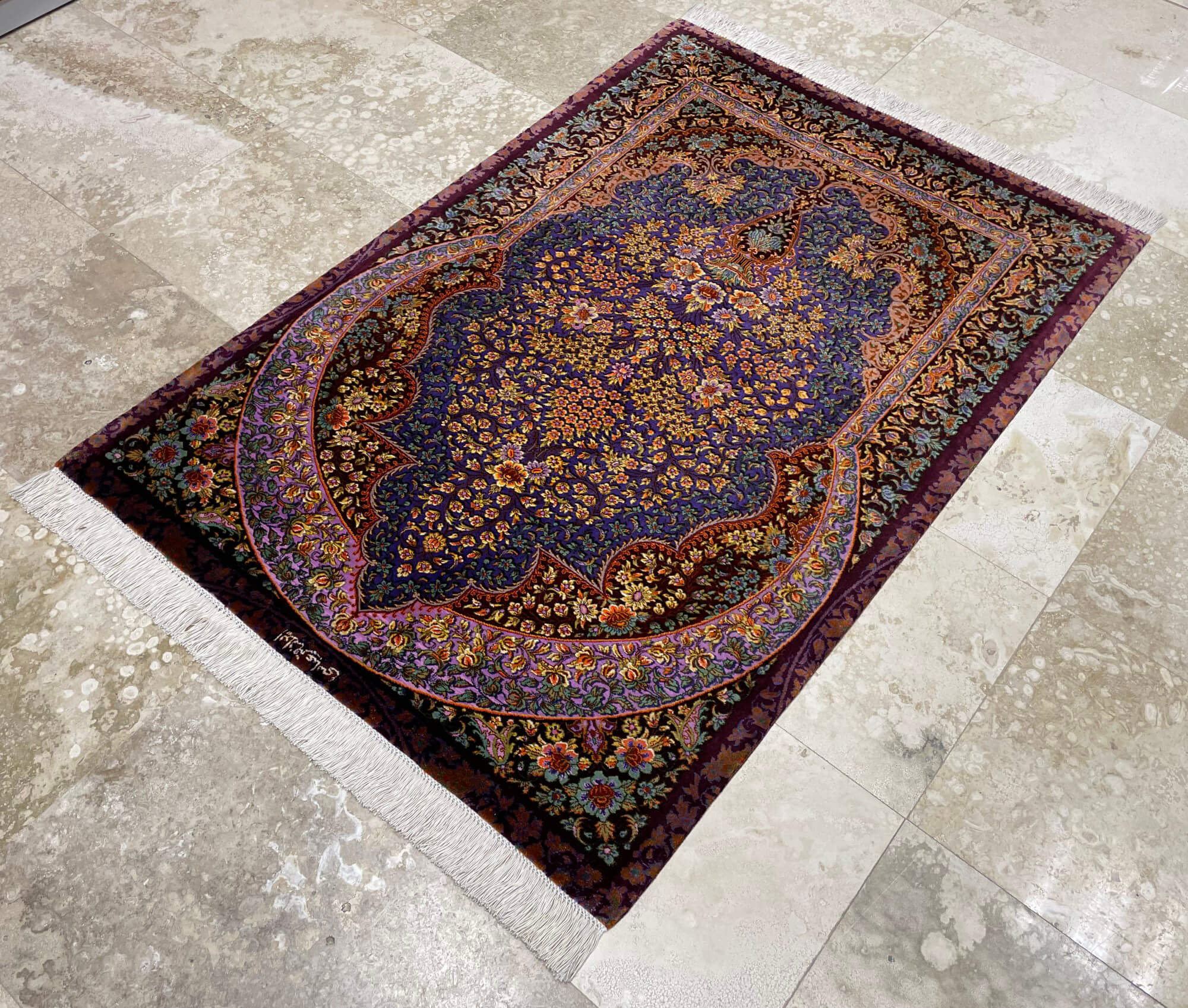 Qom selyem Royal perzsa szőnyeg