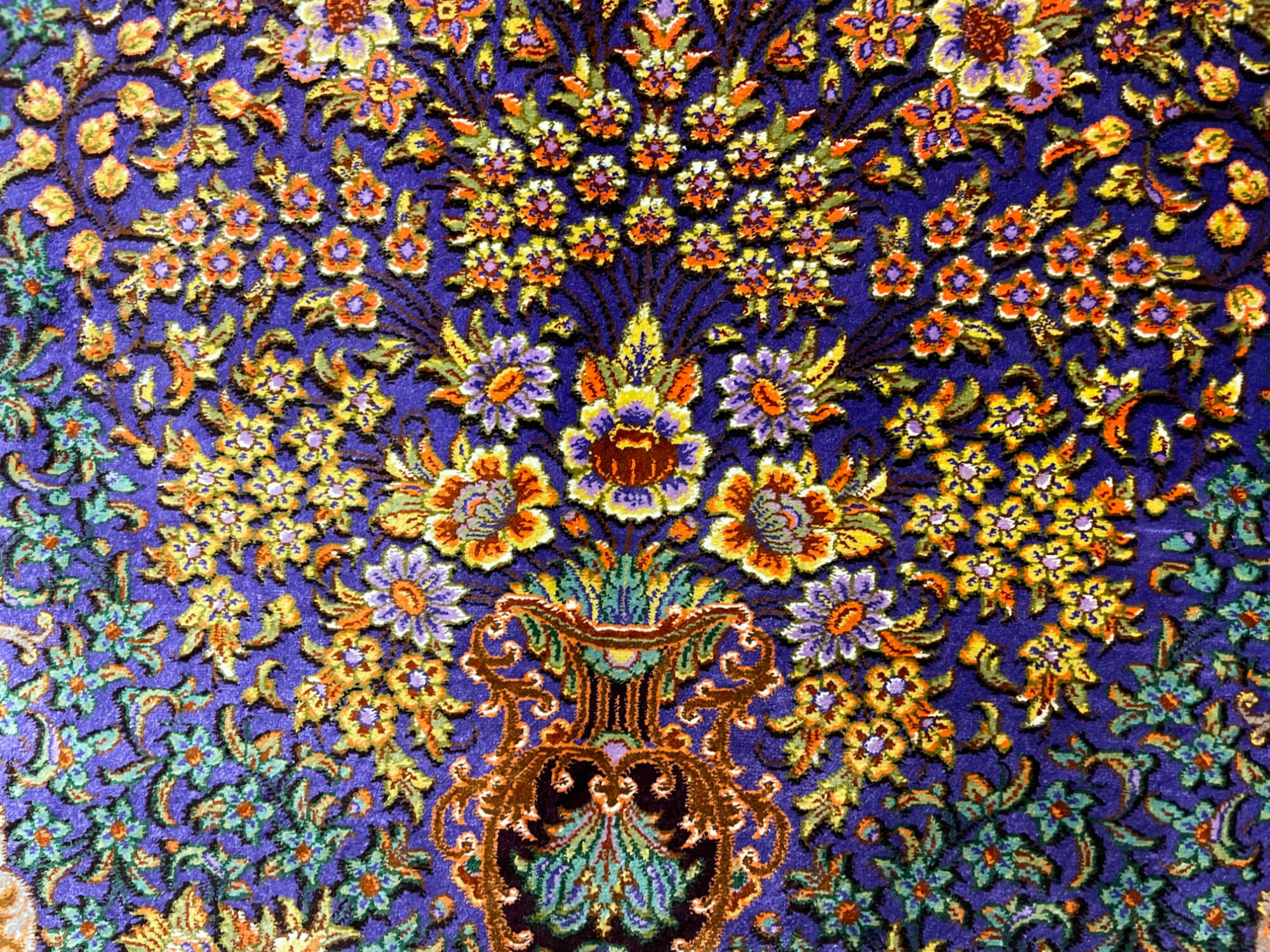 Qom selyem Royal perzsa szőnyeg