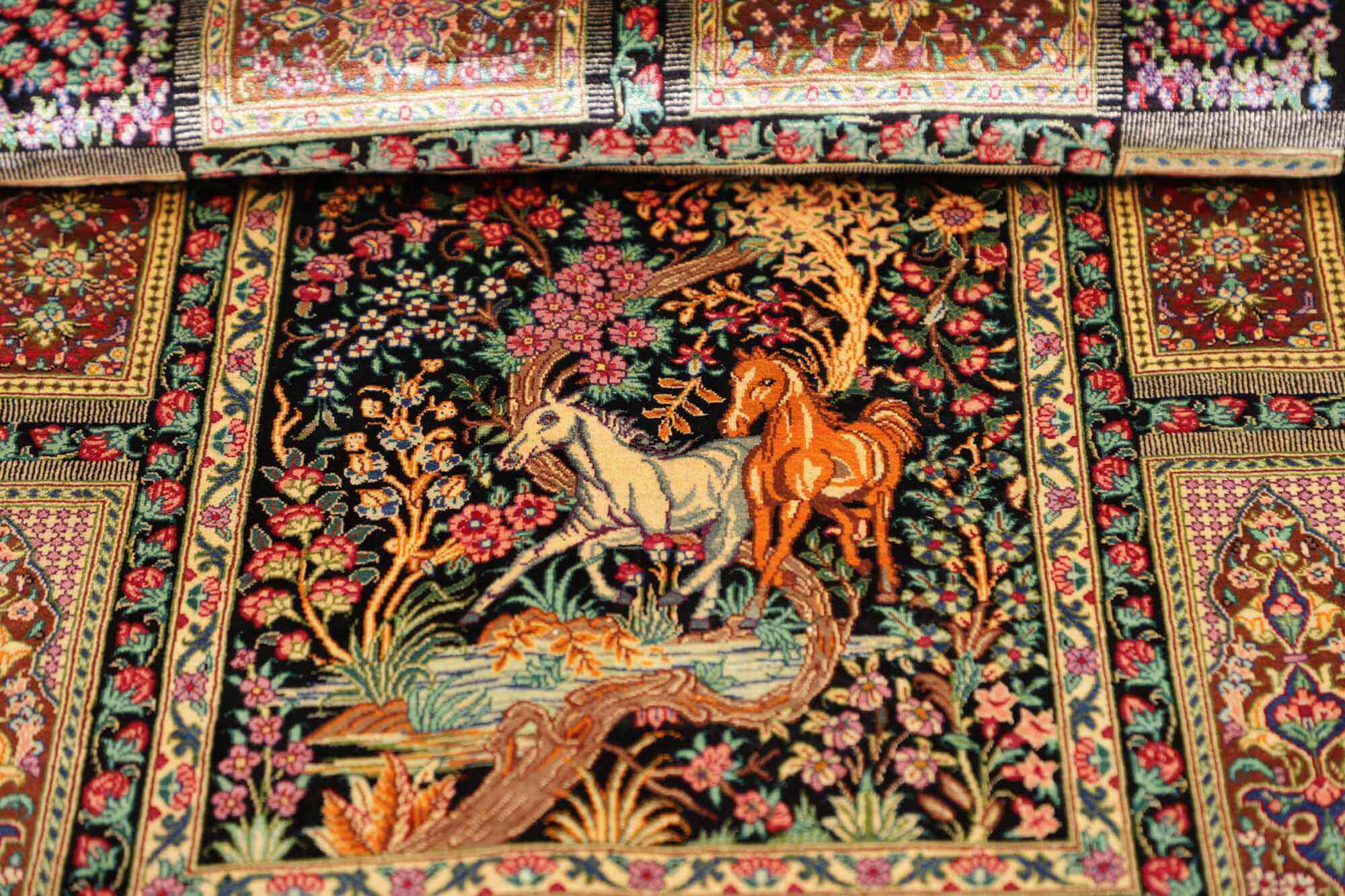 Qom selyem Royal perzsa szőnyeg